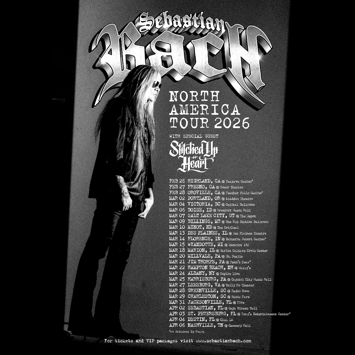 Sebastian Bach The Party Never Ends Tour Poster 2026