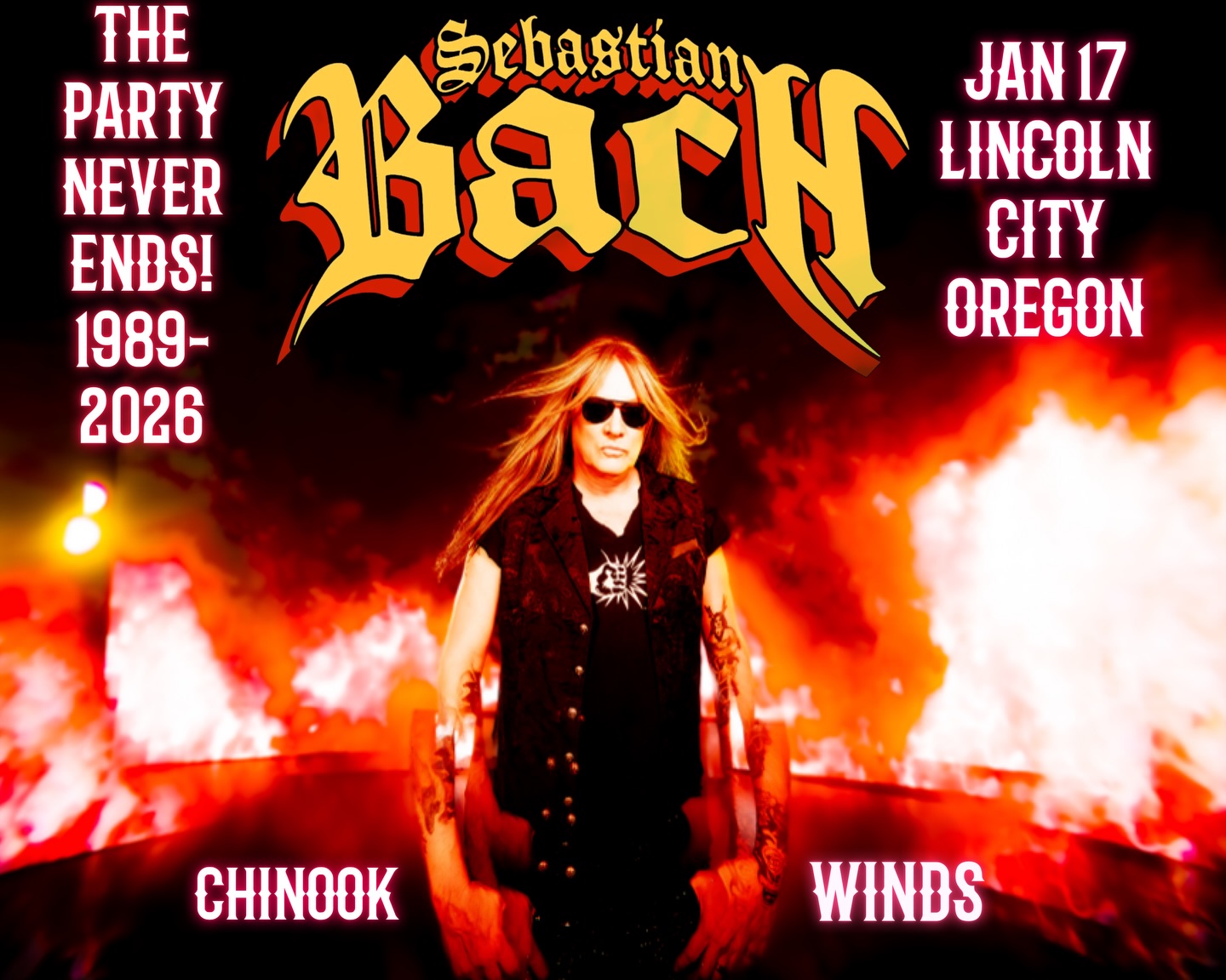 Sebastian Bach The Party Never Ends Tour Poster 2026