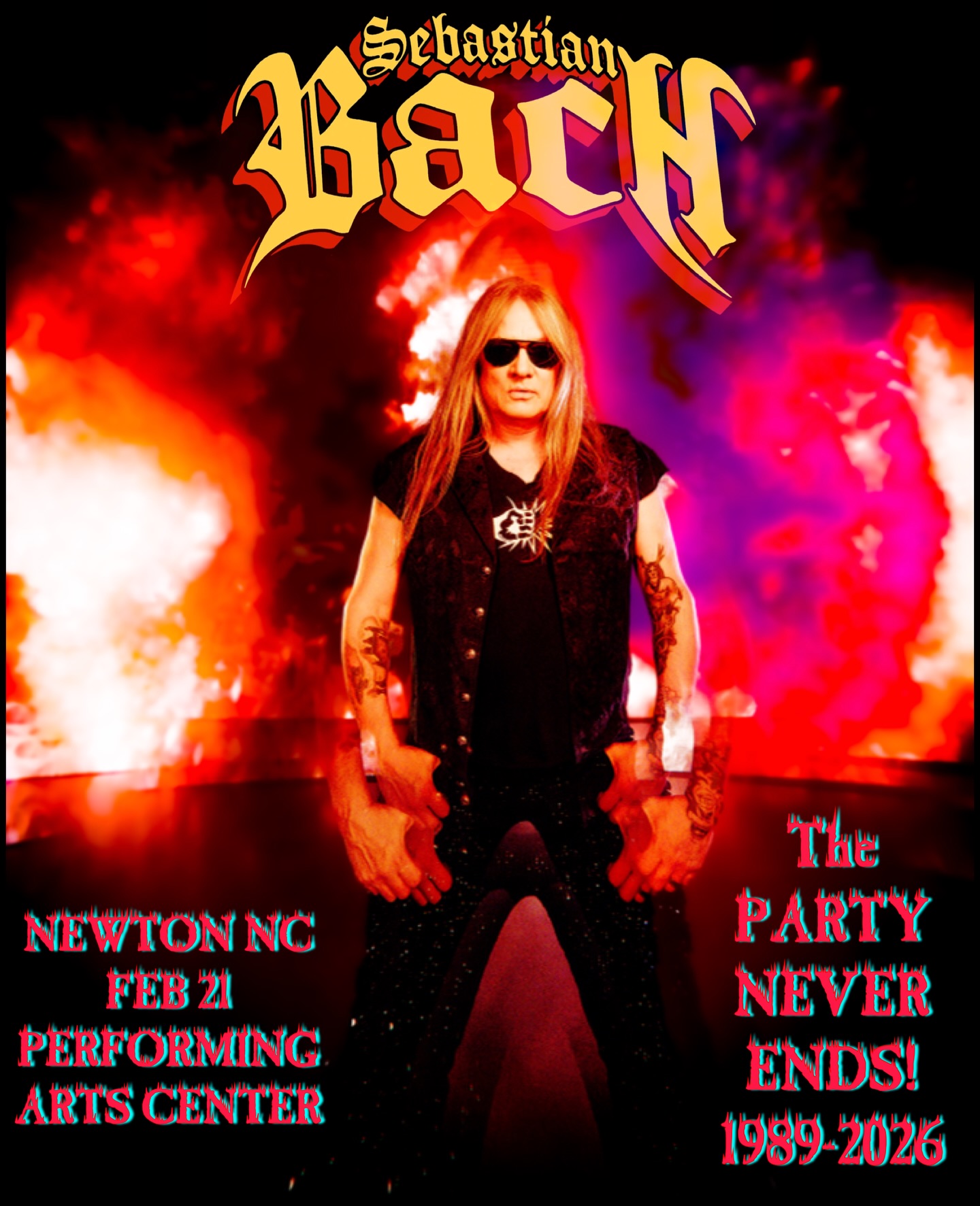 Sebastian Bach The Party Never Ends Tour Poster 2026